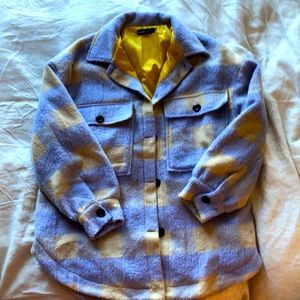 Jacket , warm , lavender,  checkered, flannel.Woman size M